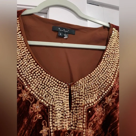 NWT ECI New York Whymsigoth Fairy crushed velvet y2k sequins top bell sleeve s.8 - Picture 2 of 5